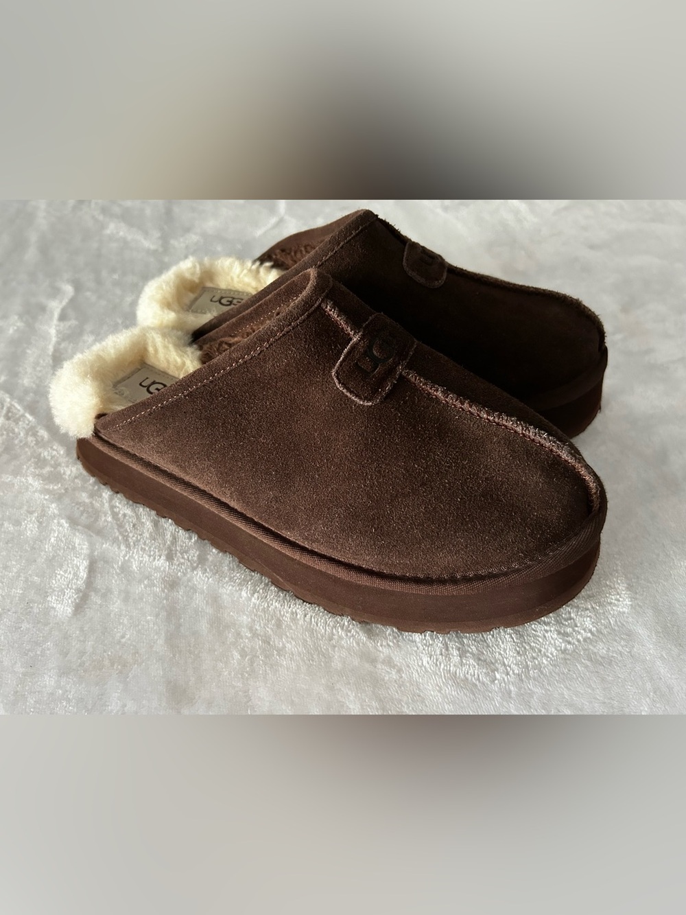UGG Discoquette Slide Platform Slipper Suede Brown Style 1153275 Women’s Size 9